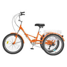 24" Folding Adult Tricycle 7-Speed 3-Wheel Cruiser with Basket for Women Men