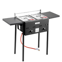 Dual-Tank Propane Deep Fryer 8 Qt x 2 Stainless Steel Fryer with Dual Baskets & Heat Control