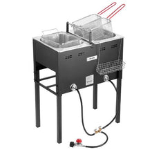 50,000 BTU Outdoor Propane Deep Fryer – Dual 16QT Commercial Stainless Steel Fish Cooker with 3  for Catering Events & Camping