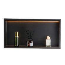 13 x 25 Inch LED Shower Niche Stainless Steel Recessed Wall Shelf Waterproof (Black)
