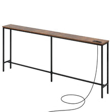 70.9" Narrow Metal Frame Console Table with Charging Station