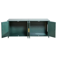 47.2-Inch Cat Litter Box Enclosure Hidden Cabinet with 4 Rattan Doors & 2 Entries Kitty House Furniture Fits Most Litter Boxes (Green)