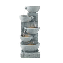 5-Tier Bowl Water Fountain 31.5" Floor Standing with LED Light & Pump Indoor/Outdoor Garden Decor