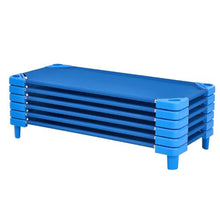 52" x 23" Blue Stackable Toddler Nap Cots with Portable Daycare Beds for Preschool & Kids (Pack of 6)