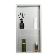 13 x 25 Inch Stainless Steel Shower Niche Recessed Double Shelf Organizer (Silver)