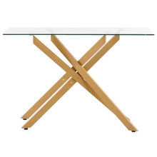 45 Inch Glass Coffee Table – Modern Gold Rectangle Table with Cross Iron Legs