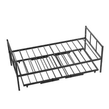 Twin Metal Daybed with Pop-Up Trundle Space-Saving Heavy-Duty Frame 2 Lockable Casters (Black)