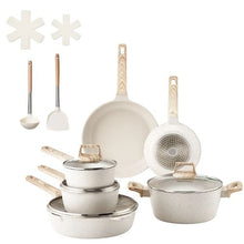 Granite Nonstick Cookware Set Induction Cookwares and Cooking Sets for Kitchen (17 Piece) White"