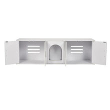 57.9-Inch Cat Litter Box Enclosure for 2 Cats Hidden Double-Room Wooden Cabinet Fits Most Litter Boxes (White)