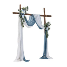 21' Ft Blue and White Wedding Arch Draping Fabric Reception Backdrop Wedding Decoration Artificial Wedding Arch Flowers Kit XH-HQ06 (Pack of 4)