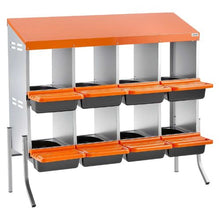 8-Compartment Chicken Nesting Box Roll-Away Egg Box with Legs Steel & Plastic for Hens (Orange)
