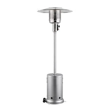 50,000 BTU Propane Patio Heater Hammered Metal Round Table & Wheels (Silver)