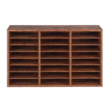 24-Compartment Wooden Literature Organizer with Removable Shelves for Office & Home File Sorter (Dark Brown)