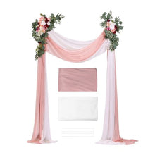 21' Ft Blush Pink with Ivory Wedding Arch Draping Fabric Reception Backdrop Wedding Decoration Artificial Wedding Arch Flowers Kit XH-HQ05 (Pack of 4)