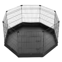 Dog Playpen 30" 8-Panel Foldable Metal Fence with Door & Pad (Black)