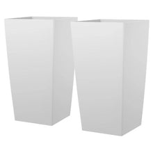 30" Tall Planters Large White Tapered Outdoor Flower Pots with Casters Inner Pots & Drainage Set of 2