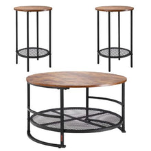 31.5-Inch Round Coffee Table Set Coffee Table with 2 End Tables Metal Legs (3-Piece)