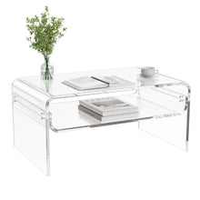 Clear Acrylic 2-Tier Coffee Table with Storage Shelf 19.7 x 31.5 x 15-Inch
