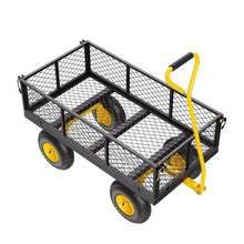 900 LBS Heavy-Duty Steel Garden Cart Utility Wagon with 10" Tires & Removable Mesh Sides
