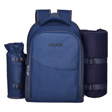 2 Person Picnic Backpack Insulated Cooler Compartment wid Bottle/Wine Holder for Hiking Camping Navy Blue