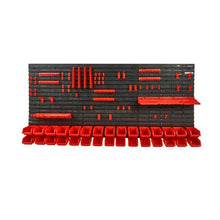 30-Bin Wall Storage Bins with Panels & Hooks Parts Organizer (Black & Red)