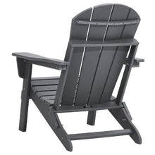 Set of 2 Plastic Adirondack Chairs with Cup Holder Folding All-Weather Outdoor Fire Pit Chairs Ergonomic Armrest Design (Gray)