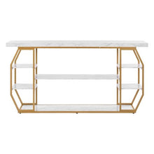 3-Tier Marble Console Table – Modern Gold Geometric Storage Stand