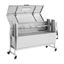 Charcoal Rotisserie Grill 38W Pig & Lamb Spit Roaster 132 LB Capacity Wheels Stainless Steel