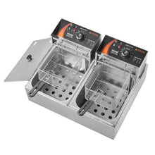 Commercial Deep Fryer 3000W Dual Tank Electric Fryer 2 x 9.1Qt/8.6L Stainless Steel with Temp Control