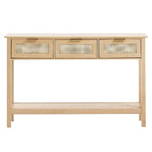 Rattan Console Table with 3 Drawers & Sliding Door