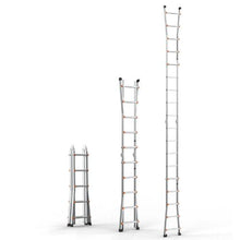 17 FT Telescoping A-Frame Ladder Compact Aluminum Extension Ladder Portable Collapsible RV Ladder 330 LB Capacity