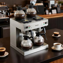 Commercial Drip Coffee Maker 24 Cups 4 Carafes Dual-Head Brewer Stainless Steel for Restaurant & Office