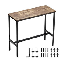 Sturdy Metal Frame High Top Pub Table – 39"x16"x35.5" – Rustic Brown & Black – Easy to Assemble Bar Height Cocktail Counter for Living Room & Parties