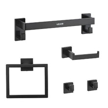 Matte Black 5-Piece Bathroom Hardware Set 16-inch Towel Bar Towel Rack 2 Robe Hooks Toilet Paper Holder Wall Mounted