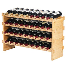 36 Bottle Wine Rack for Kitchen Bar and Cellar (Natural Color) (4-Tier)