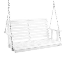 4 FT Wooden Porch Swing Outdoor Patio & Garden Bench with Chains Heavy Duty 880 lbs Capacity (White)