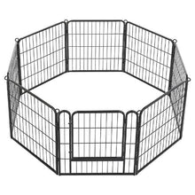 Dog Playpen 24" 8-Panel Foldable Metal Pet Fence with Door Indoor/Outdoor (Black)