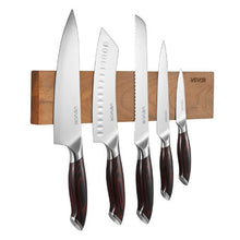 6-Piece High Carbon Stainless Steel Kitchen Knife Set with Magnetic Walnut Knife Holder