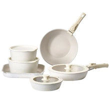 17 Piece Pots and Pans Set Nonstick Granite Cookware Set for Kitchen (White)