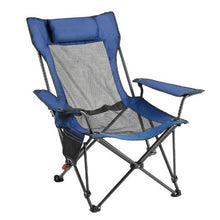 Reclining Camping Chair – 4 Position Folding Mesh Lounger with Headrest & Footrest (Blue)