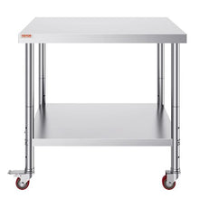 36 X 30 In Stainless Steel Work Table with 4 Wheels  for Commercial Kitchen Restaurant GZT9176JL