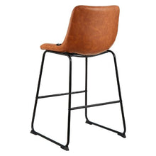 26-Inch Modern Bar Stool Set with Backrest Metal Legs Easy Assembly Armless Bar Chairs  for Kitchen Dining Room (Brown)