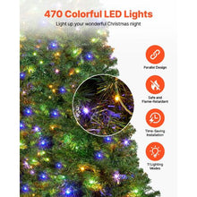 Prelit Flocked Artificial Christmas Tree Xmas with 470 Colorful LED and 11 Lighting Modes Decoration (7.5FT)