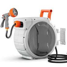 100 ft Retractable Garden Hose Reel 5/8" Wall Mounted Hose Reel with 9-Pattern Nozzle & 180° Swivel Bracket