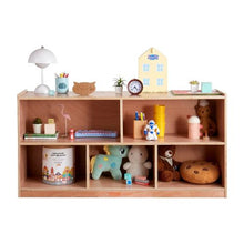 5-Compartment Cubby Mobile Tray Storage Cabinet 2-Shelf Classroom Cubbies (Natural)
