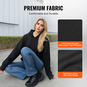 7.4V Battery-Powered Electric Heated Pullover Sweatshirt for Men & Women, 5 Heating Zones, Lightweight Warm Outdoor Hoodie, Size XXXL, Black