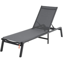 Outdoor Chaise Lounge Chair Aluminum 5 Adjustable Positions – (Dark Grey)