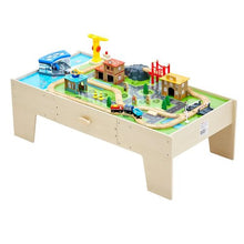 50x25x15.5 Inch Wooden Train Table with Large Storage Drawer – 3-in-1 Toy for Kids 3+