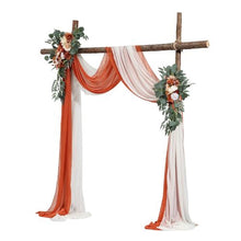 21' Ft Burnt Orange Wedding Arch Draping Fabric Reception Backdrop Wedding Decoration Artificial Wedding Arch Flowers Kit XH-HQ04 (Pack of 4)