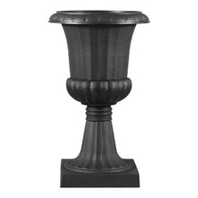 16.5" Plastic Urn Planters Classic Flower Pots for Indoor & Outdoor Décor (Set of 2) Black